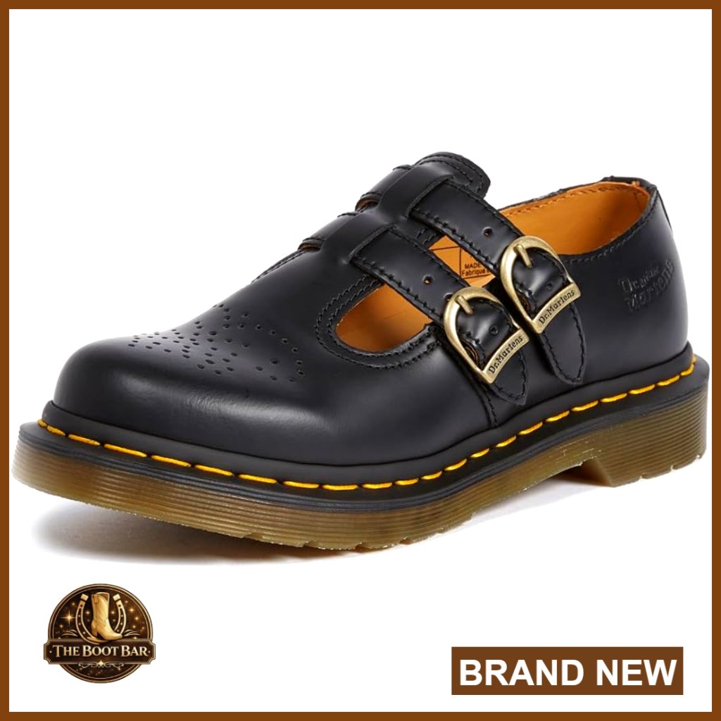Leather Mary Jane Flats With T-Bar Buckle, Airwair Sole, Goodyear Welt